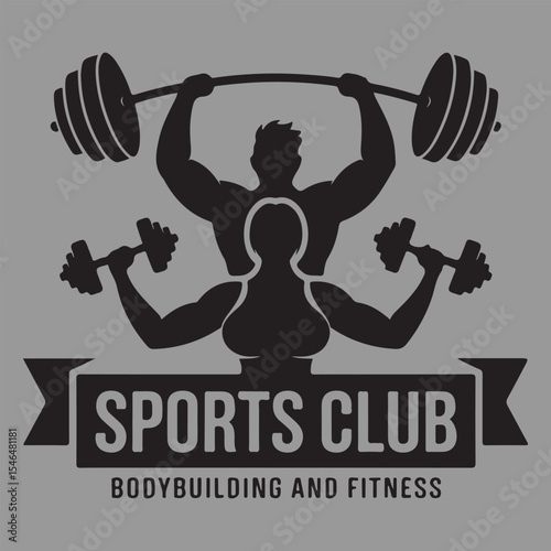 Bodybuilding and fitness sports club logo design