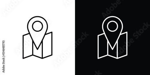 Map icon in black. flat graphic vector icon