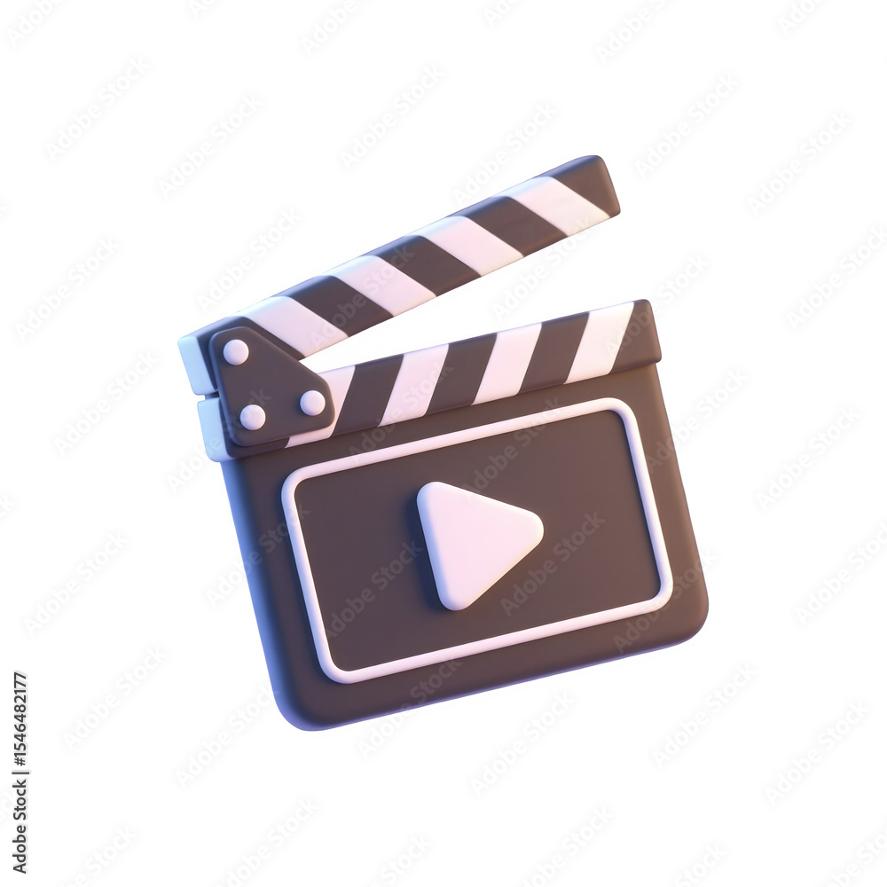 Fototapeta premium 3d render of clapperboard with play button icon