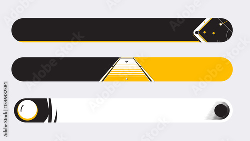 Set of lower third or sport banner design with snooker template isolated on white background.
