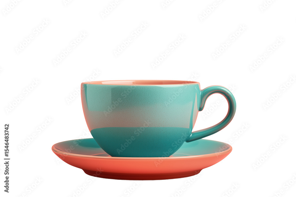 Colorful ceramic coffee cups with saucers PNG with a transparent background
Colorful ceramic coffee cups with saucers PNG with a transparent background
