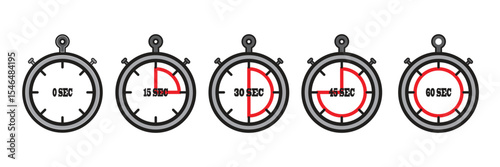 Set of Timeline Progress Simple Stopwatch Graphic Illustrations