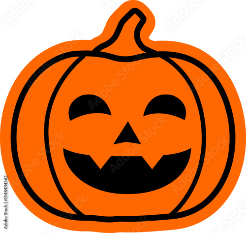Halloween pumpkin sticker flat vector illustration isolated. 
Jack o lantern pumpkin for halloween icon.
Transparent background. SVG file.