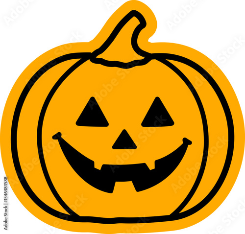 Halloween pumpkin sticker flat vector illustration isolated. 
Jack o lantern pumpkin for halloween icon.
Transparent background. SVG file.