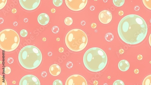 Bubbles pattern with pastel colors on pink background for design elements