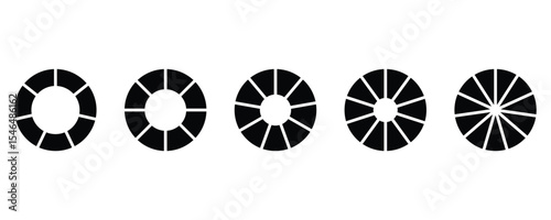 Pie charts diagrams. Circle icons for infographic, UI, web design, business presentation. Circle icons for infographic, UI, web design, business presentation. Vector illustration isolated on white bac