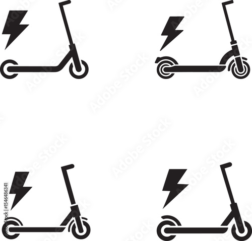 Four Electric Scooter Icons Showing Power Source