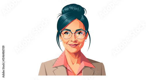 Confident Female CEO Vector Portrait | Minimalist Business Woman