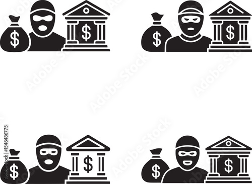 Bank Robbery Icons Set