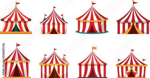 Circus tent set vector illustration