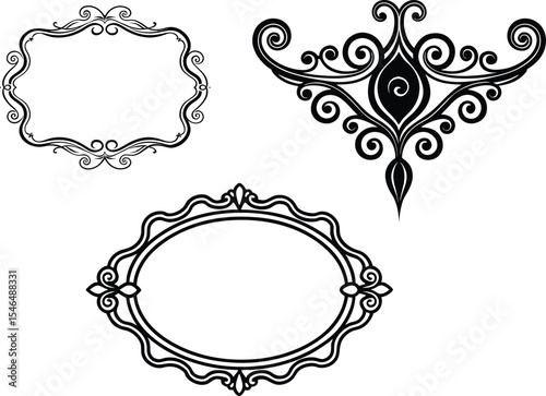 Elegant Ornamental Frames and Design Elements Victorian Style Flourishes for Digital Art