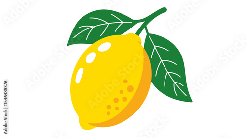 Vibrant Yellow Lemon Fruit Fresh Citrus Illustration