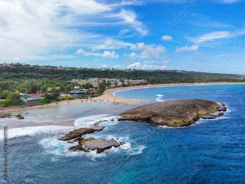 Photography Aerial view of Montones Beach near Isabela on the northwest side of the island of Puerto Rico in the Caribbean