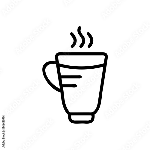 Handdrawn Line Art Mug Hot Drink Steam Icon Graphic Design Element coffee
