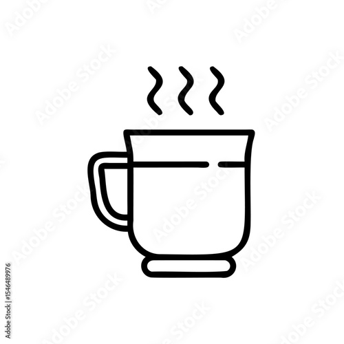 Handdrawn Line Art Mug Hot Drink Steam Icon Illustration vector