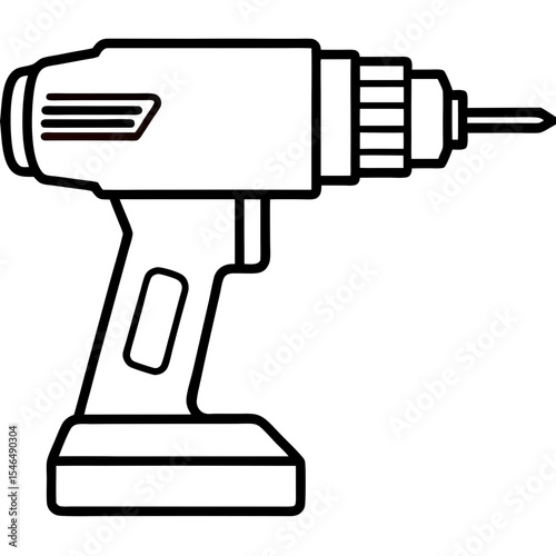 Electric Drill Minimalist Line Art Vector