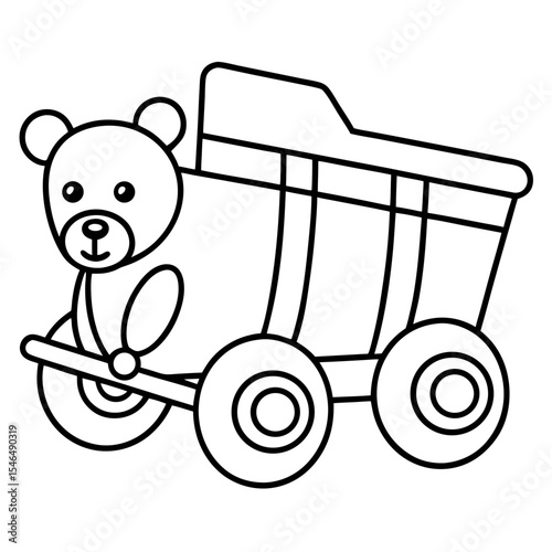 Bear Buggy line art vector
