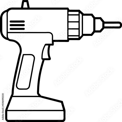 Electric Drill Minimalist Line Art Vector
