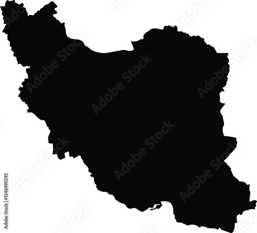Black silhouette map of Iran, Middle East country, geographic location, Iran map icon, Map vector.