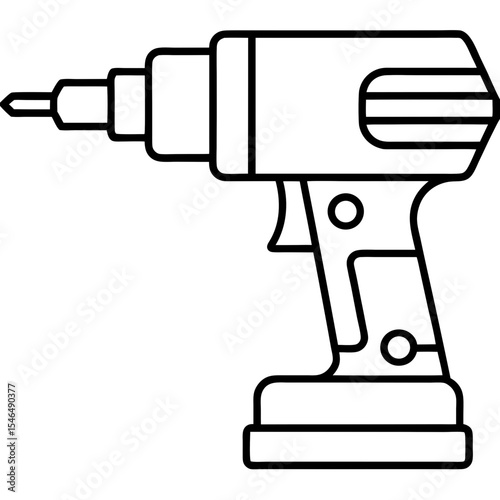 Electric Drill Minimalist Line Art Vector