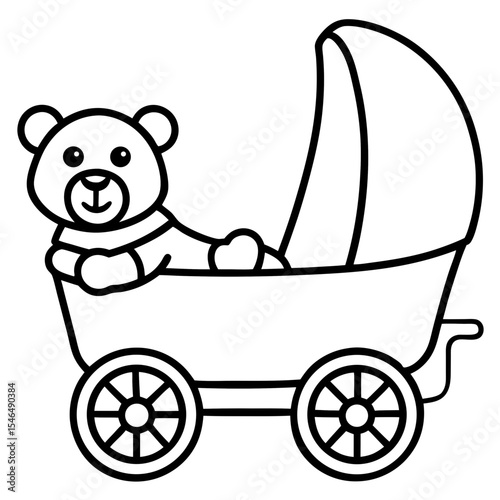 Bear Buggy line art vector