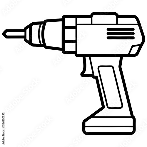 Electric Drill Minimalist Line Art Vector