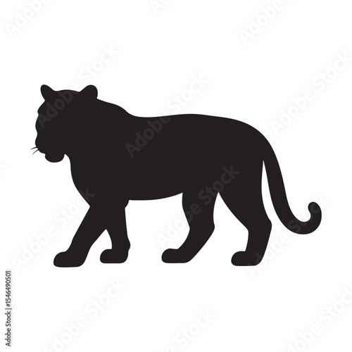 Tiger silhouette vector art. Tiger illustration on white background.