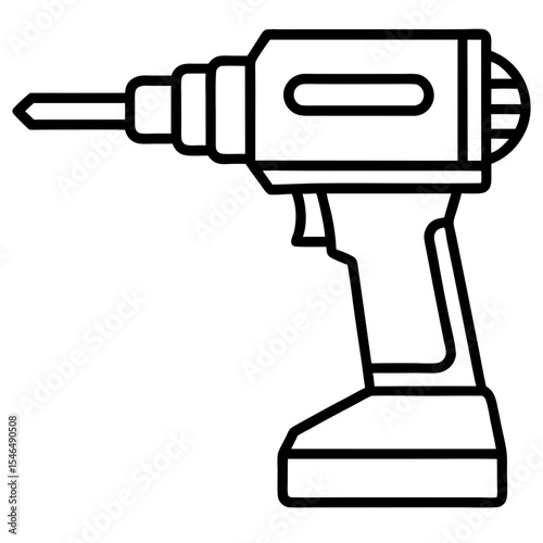 Electric Drill Minimalist Line Art Vector