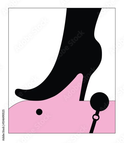 Sadomasochism in illustrator with a shoe of a dominant woman