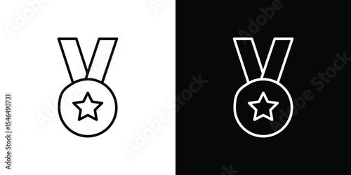 Medal icon in black. flat graphic vector icon