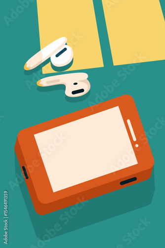 Smartphone and headset illustration