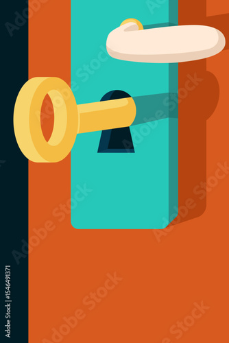 Lock and door handle illustration