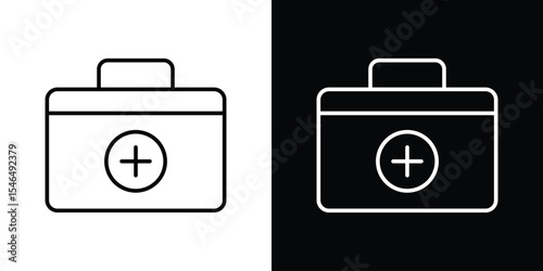 Medical aid kit icon in black. flat graphic vector icon