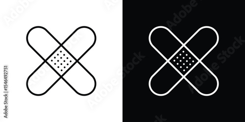 Medical patch icon in black. flat graphic vector icon