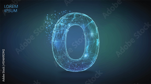 Digital Illustration of Number Zero Abstract Network Design