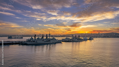 Argentinian Navy Ships in the Morning Light of Valparaiso, Chile