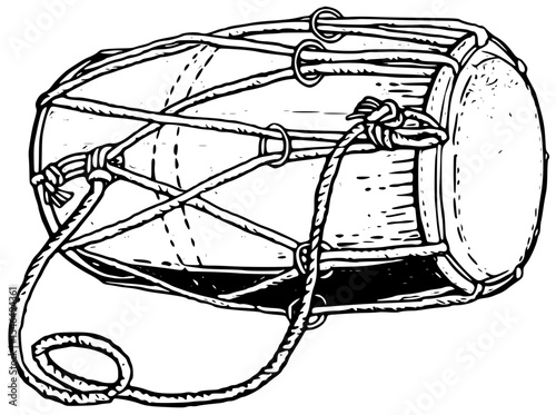 Traditional indian drum isolated on white background