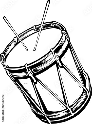 A hand drum with sticks isolated on white background