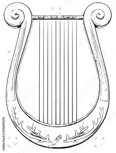 A lyre string instrument isolated on white background