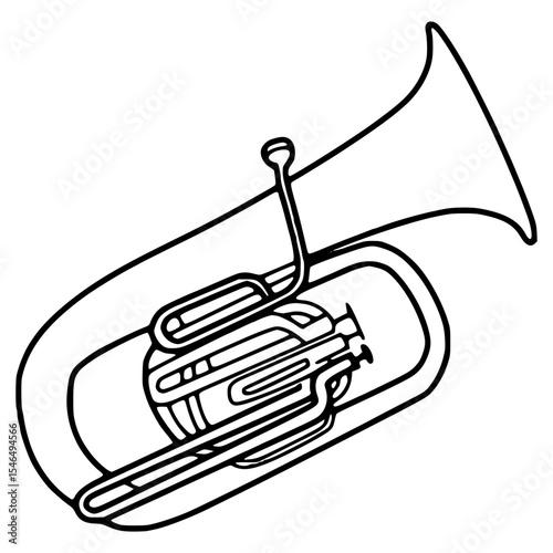 A tuba musical instrument isolated on white background