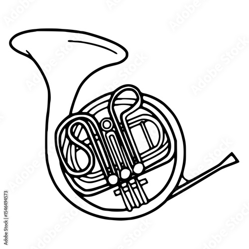 A french horn musical instrument isolated on white background