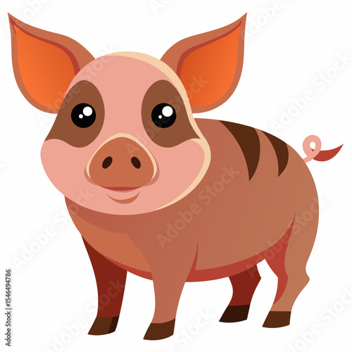 pig, animal, cartoon, piglet, farm, pink, illustration, vector, pork, mammal, piggy, isolated, cute, baby, drawing, fun, character, swine, funny, smile, art, happy, fat, pet, comic