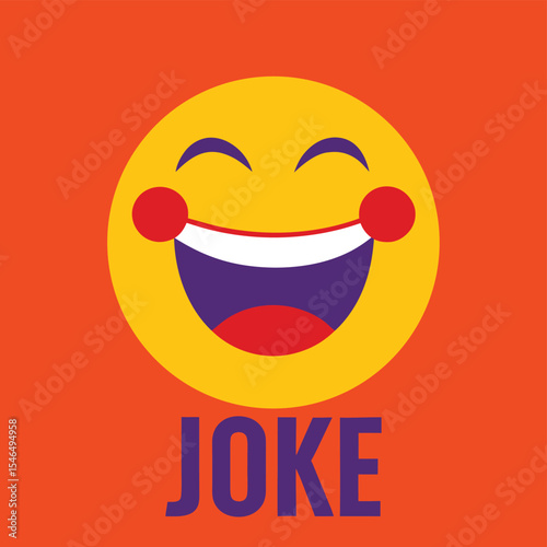 laughing emoji with a wide smile and blush representing joy and humor on an orange background a simple and vibrant illustration for jokes