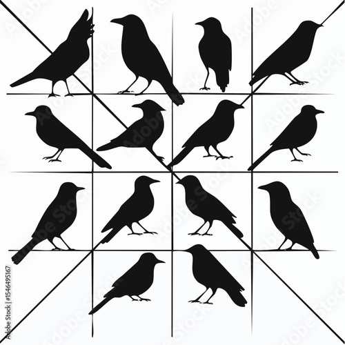 Black Bird Silhouettes Pattern