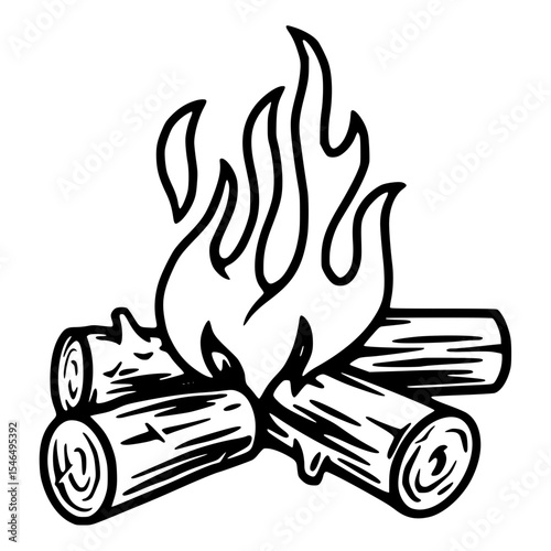 Campfire illustration isolated on white