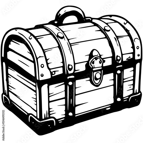 Isolated wooden treasure chest on white background