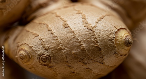 Close-Up of Ginger Root: A Detailed Macro Photograph of Fresh Ginger