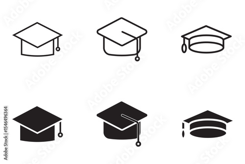 graduate college icon set. toga cap icon. flat illustration vector icon	