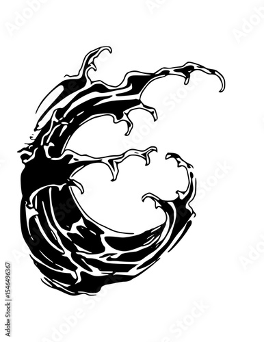 Isolated black and white water splash on white background