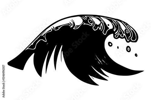 Black ink wave illustration isolated on white